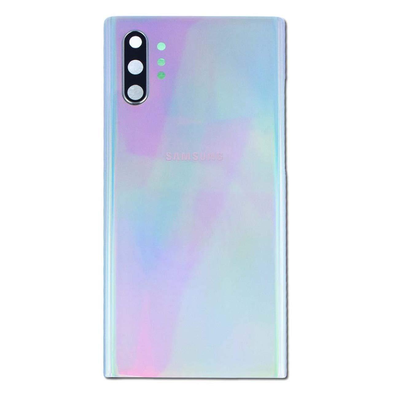 Back Glass Panel for Samsung Galaxy Note 10 + Plus N975F Aura White with Camera Lens Module and Self Adhesive Tape - EGFix Back Glass Panel for Samsung Galaxy Note 10 + Plus N975F Aura White with Camera Lens Module and Self Adhesive Tape - EGFix